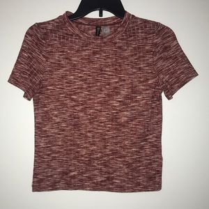 Red shimmery cropped shirt